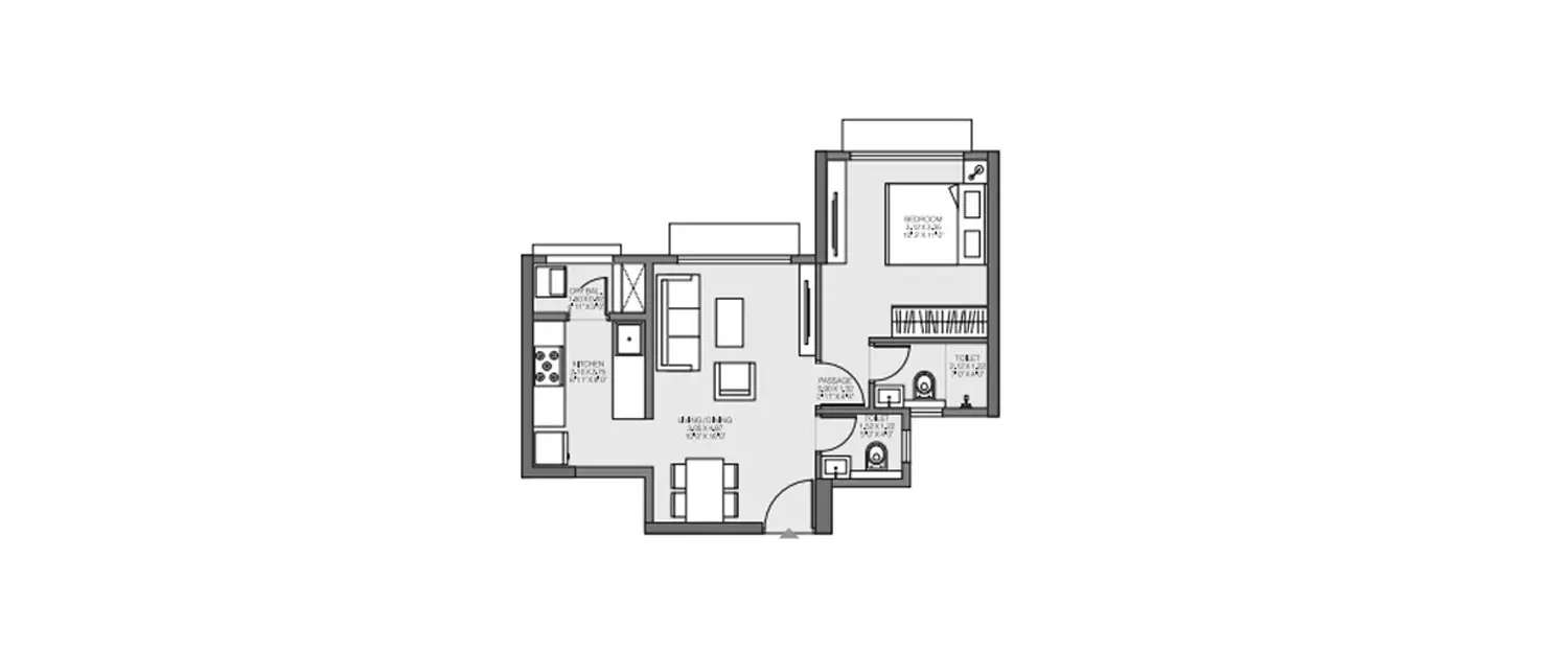 Floor plan for 2 BHK