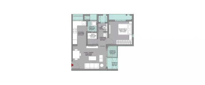 Godrej Sky Greens Manjri - Floor plan 1 BHK 406 Sq.ft