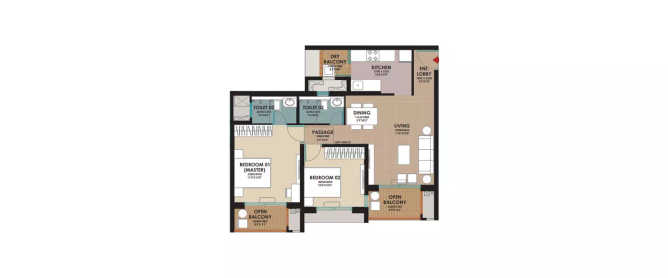 Godrej Woodsville Hinjewadi - Floor plan 2 BHK 750 Sq.ft