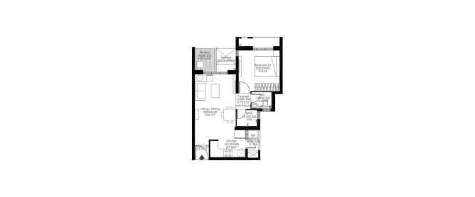 Godrej Meadows Mahalunge - Floor plan 1 BHK 529 Sq.ft