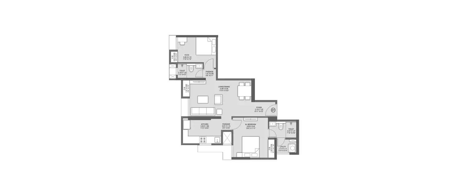 Floor plan for 2 BHK