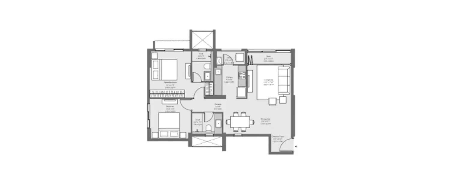 Floor plan for 2 BHK