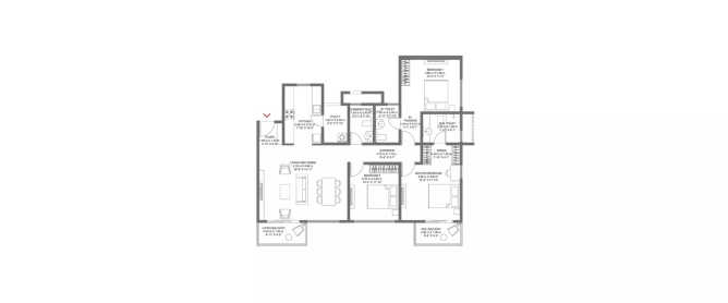 Godrej Air Nxt Whitefield - Floor plan 3 BHK 1142 Sq.ft