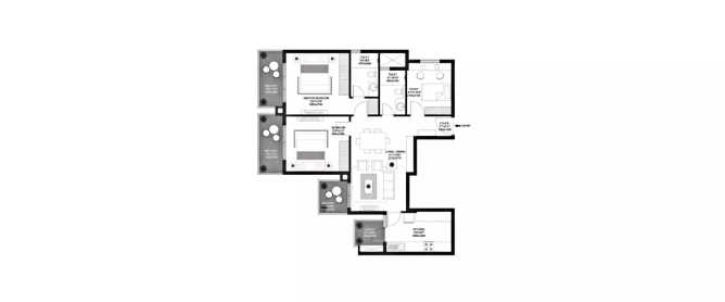 Godrej Aria Sector 79 Gurgaon - Floor plan 2 BHK 1494 Sq.ft