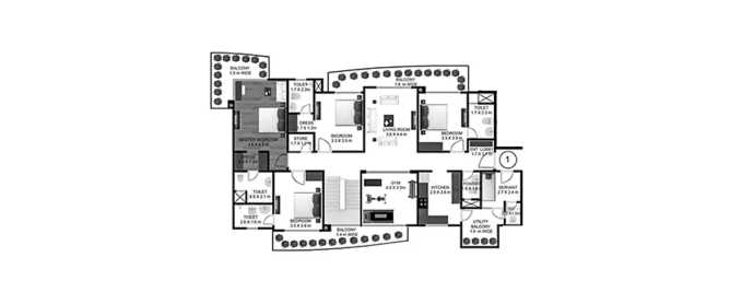 Godrej Frontier Sector 80 Gurgaon - Floor plan 4 BHK 2753 Sq.ft