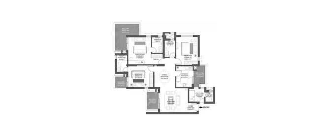 Godrej Premia Towers Sector 104 Gurgaon - Floor plan 3 BHK 1816 Sq.ft