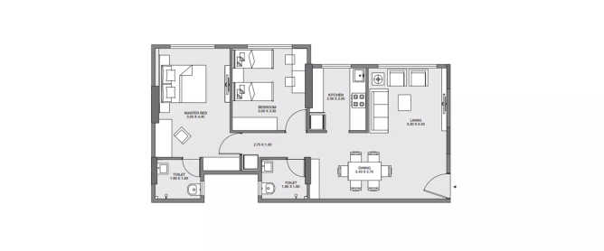 Godrej Tranquil Kandivali - Floor plan 2 BHK 737 Sq.ft