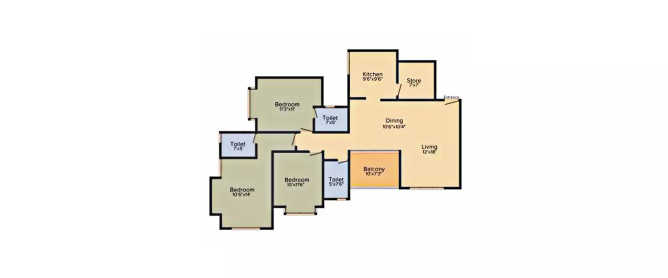 Dosti Imperia Ghodbunder Road - Floor plan 3 BHK 1835 Sq.ft