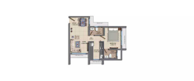 Dosti Oro 67 Kandivali - Floor plan 1 BHK 430 Sq.ft