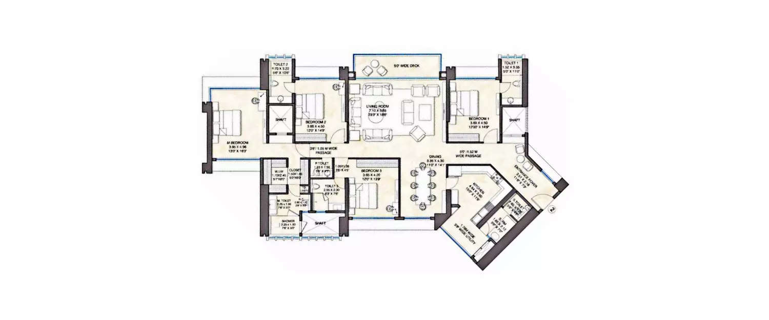Floor plan for 4 BHK