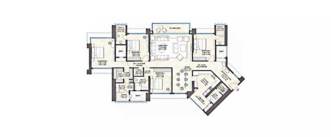 Wadhwa 25 South Prabhadevi - Floor plan 4 BHK 2115 Sq.ft