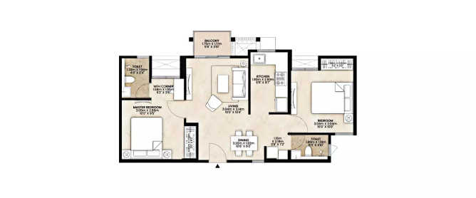 Kalyan Next Ulhasnagar - Floor plan 2 BHK 744 Sq.ft