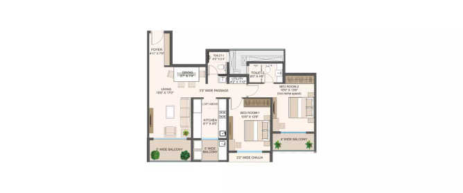 Regency Orion Baner - Floor plan 2 BHK 1155 Sq.ft
