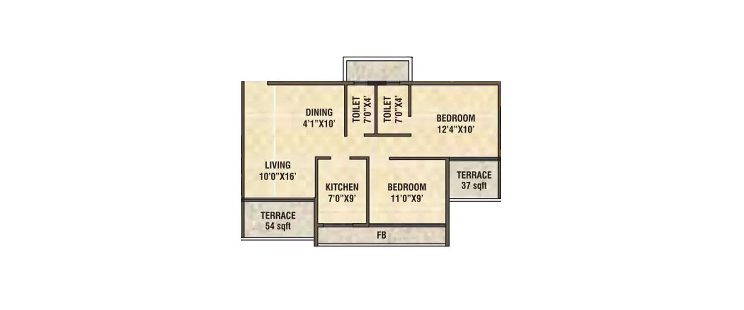 Floor plan for 2 BHK
