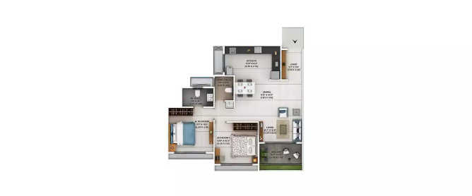 Jhamtani Ace Atmosphere Pimpri Chinchwad - Floor plan 2 BHK 777 Sq.ft