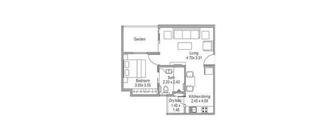 Paranjape Schemes Athashri Xion Hinjewadi - Floor plan 1 BHK 355 Sq.ft