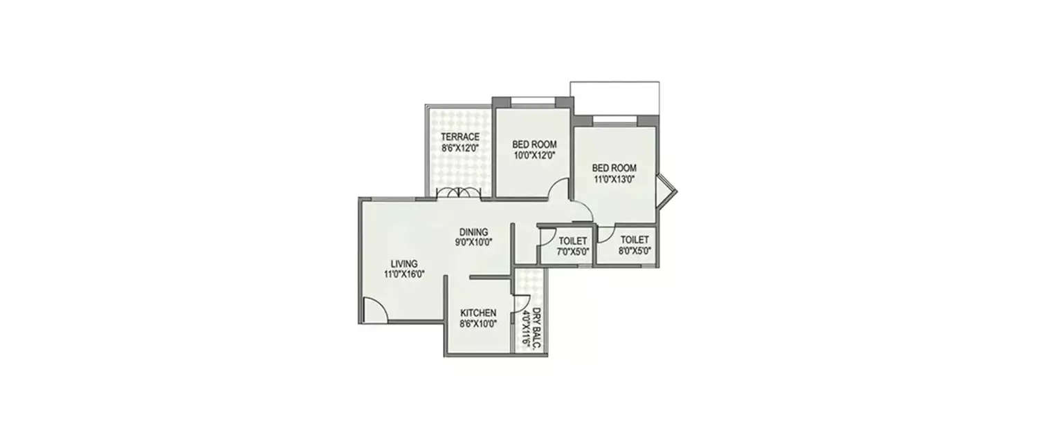 Floor plan for 2 BHK