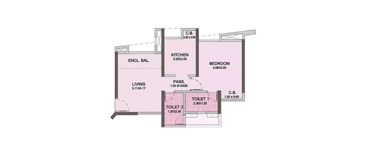 Floor plan for 1 BHK