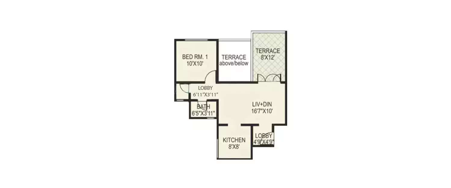 Floor plan for 1 BHK