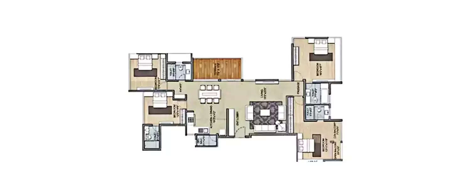 Floor plan for 4 BHK