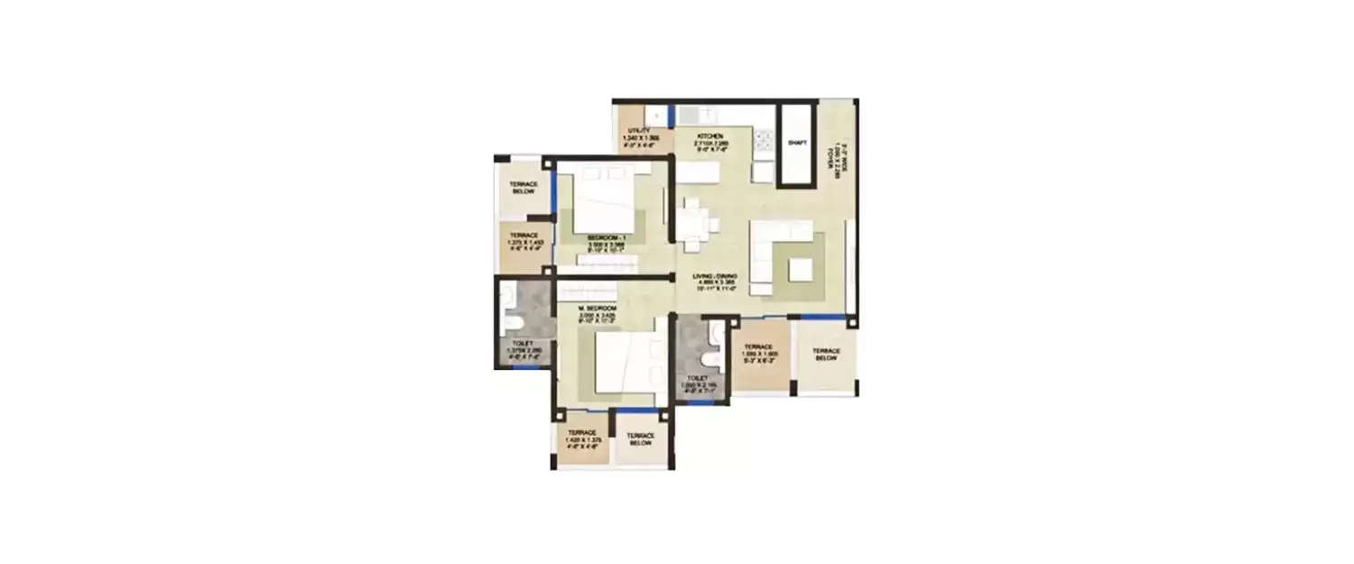 Floor plan for 2 BHK