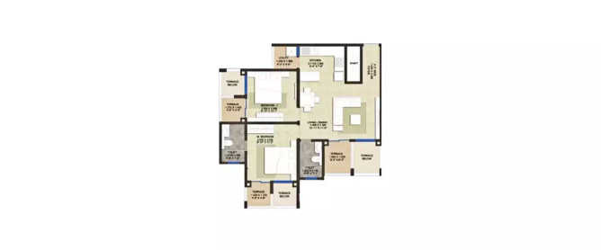 Purva Silversands Mundhwa - Floor plan 2 BHK 800 Sq.ft