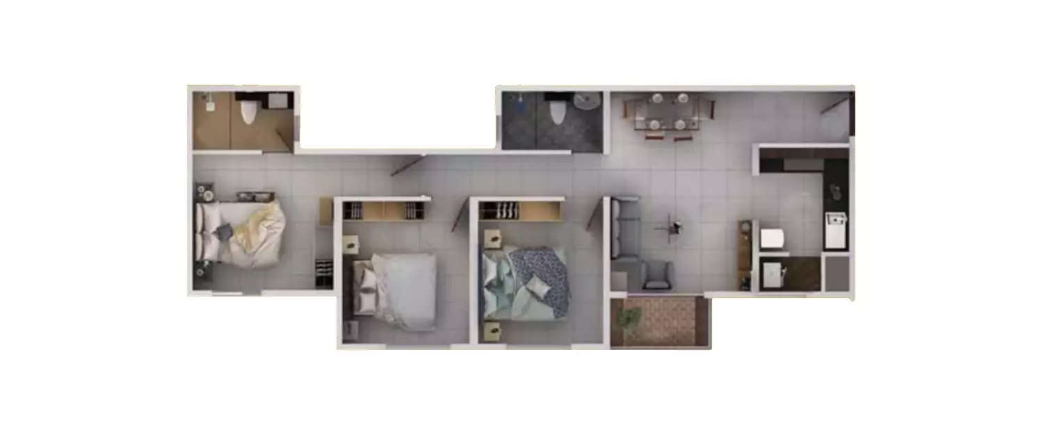 Floor plan for 3 BHK