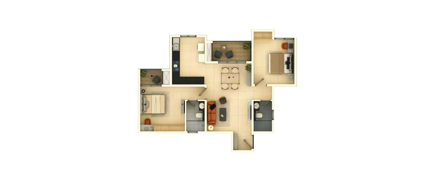 Floor plan for 2 BHK