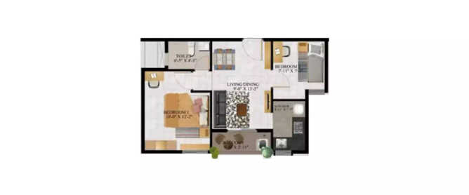 Alliance Jasmine Springs Thaiyur - Floor plan 2 BHK 626 Sq.ft