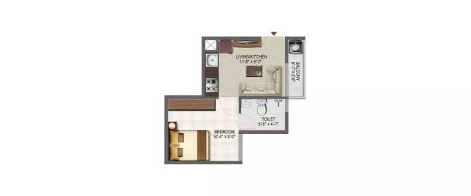 Sowparnika Ashiyana Whitefield - Floor plan 1 BHK 372 Sq.ft