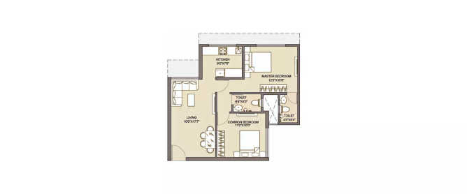 Chandak Next Borivali - Floor plan 2 BHK 583 Sq.ft