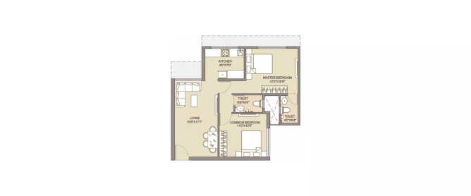 Chandak Nishchay Borivali - Floor plan 2 BHK 583 Sq.ft