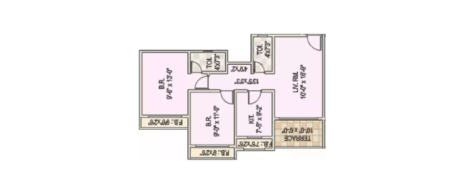 Floor plan for 2 BHK