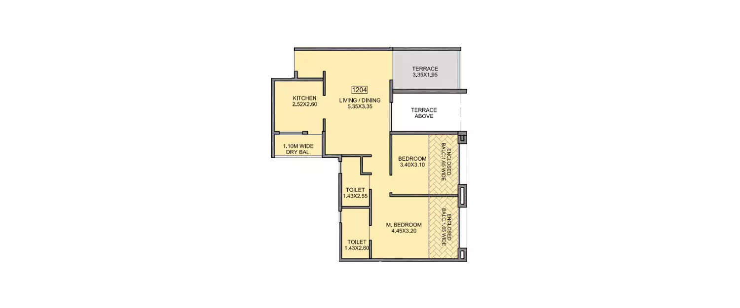 Floor plan for 2 BHK