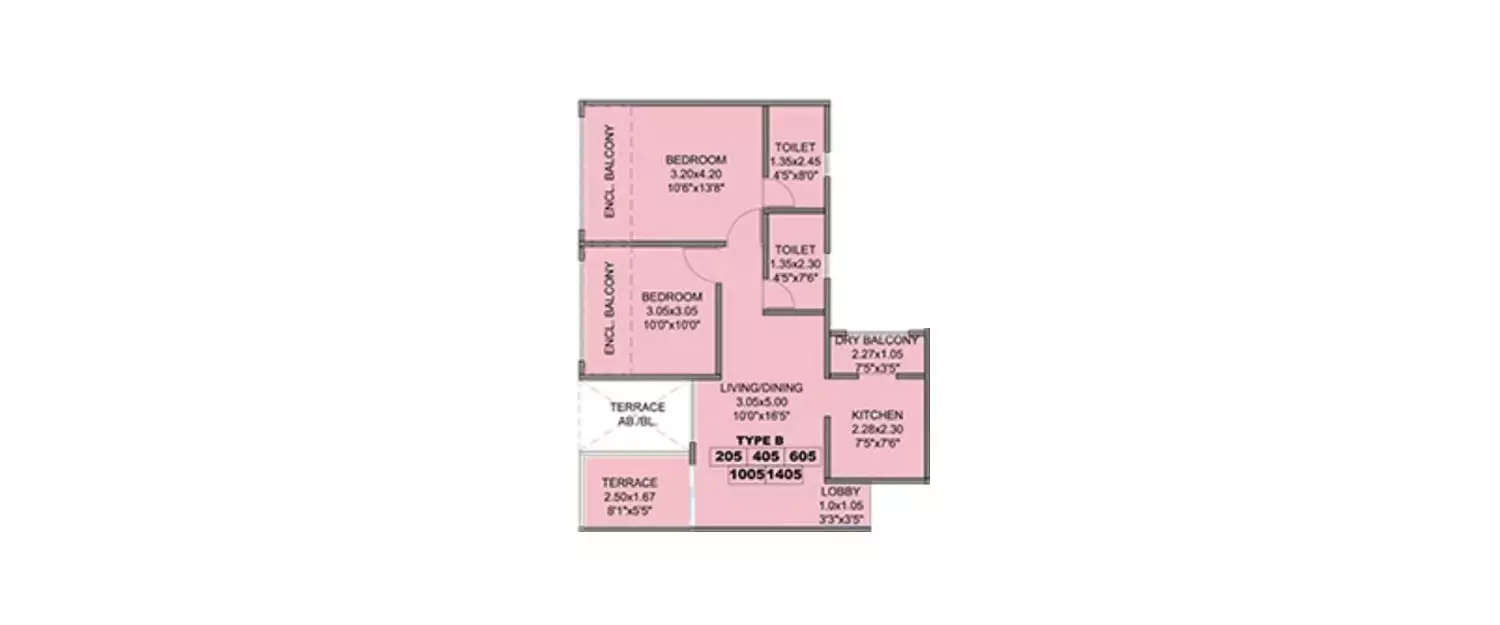 Floor plan for 2 BHK