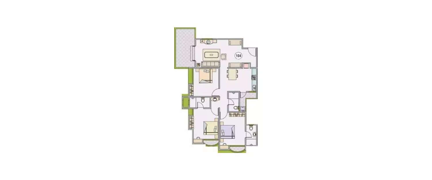 Floor plan for 3 BHK