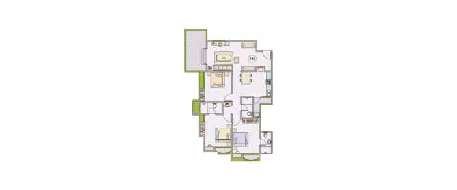 Kohinoor Latis Talegaon - Floor plan 3 BHK 1290 Sq.ft