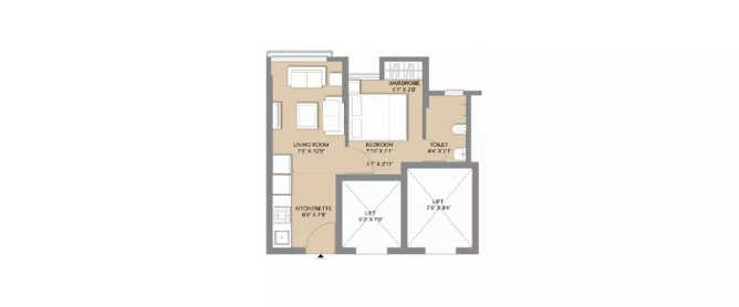 Lodha Rare Gem Majiwada - Floor plan 1 BHK 268 Sq.ft