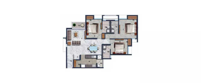 Lodha Luxuria Majiwada - Floor plan 3 BHK 1566 Sq.ft
