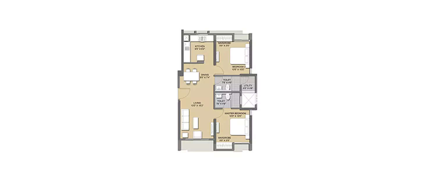 Floor plan for 2 BHK