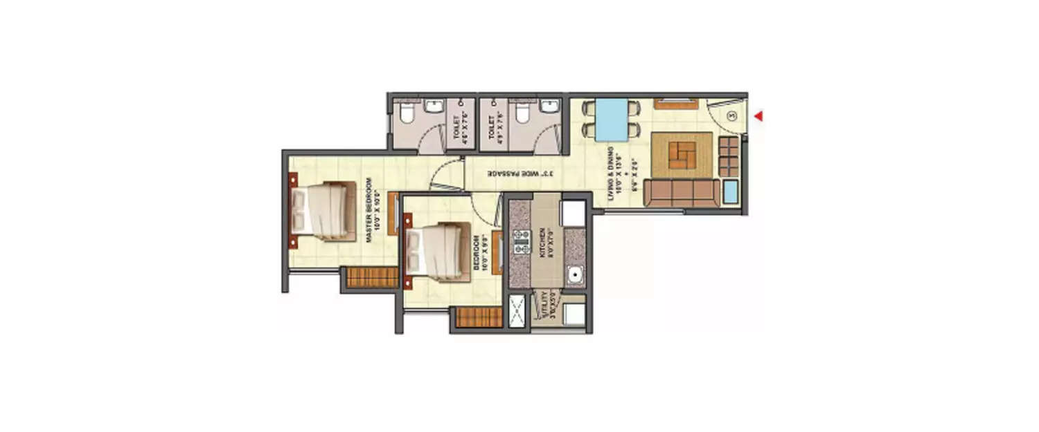 Floor plan for 2 BHK