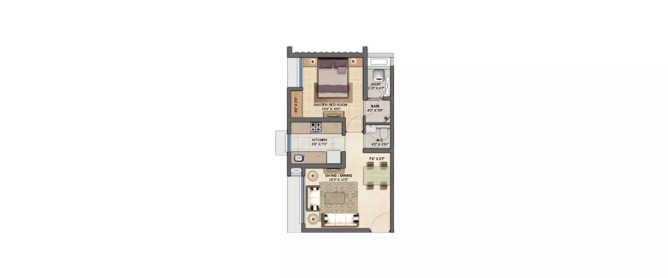 Lodha Casa Sereno Bhiwandi - Floor plan 1 BHK 458 Sq.ft