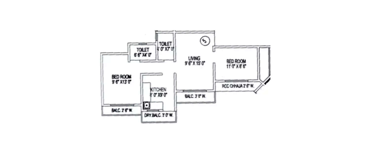 Floor plan for 2 BHK