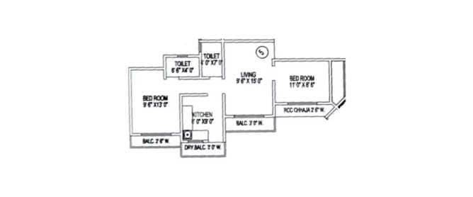 Lodha Panacea Dombivali - Floor plan 2 BHK 620 Sq.ft