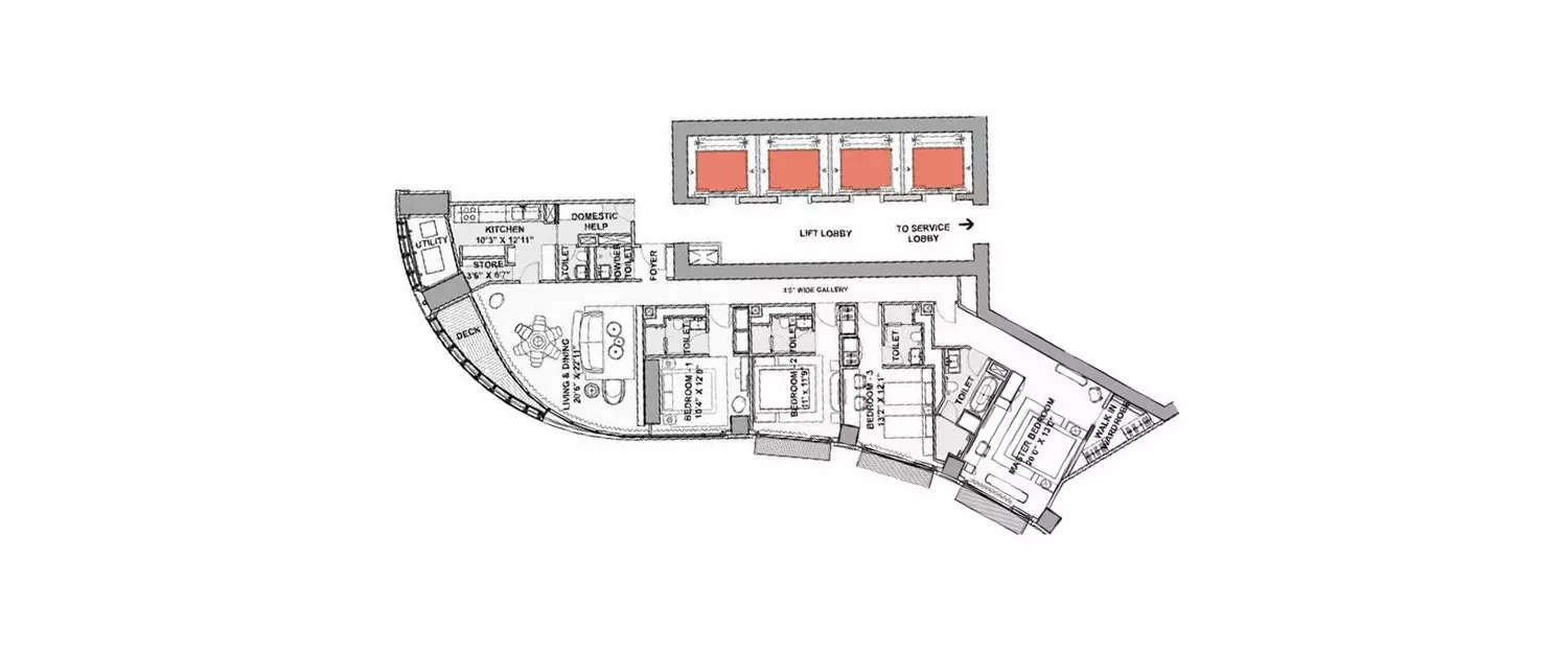 Floor plan for 4 BHK