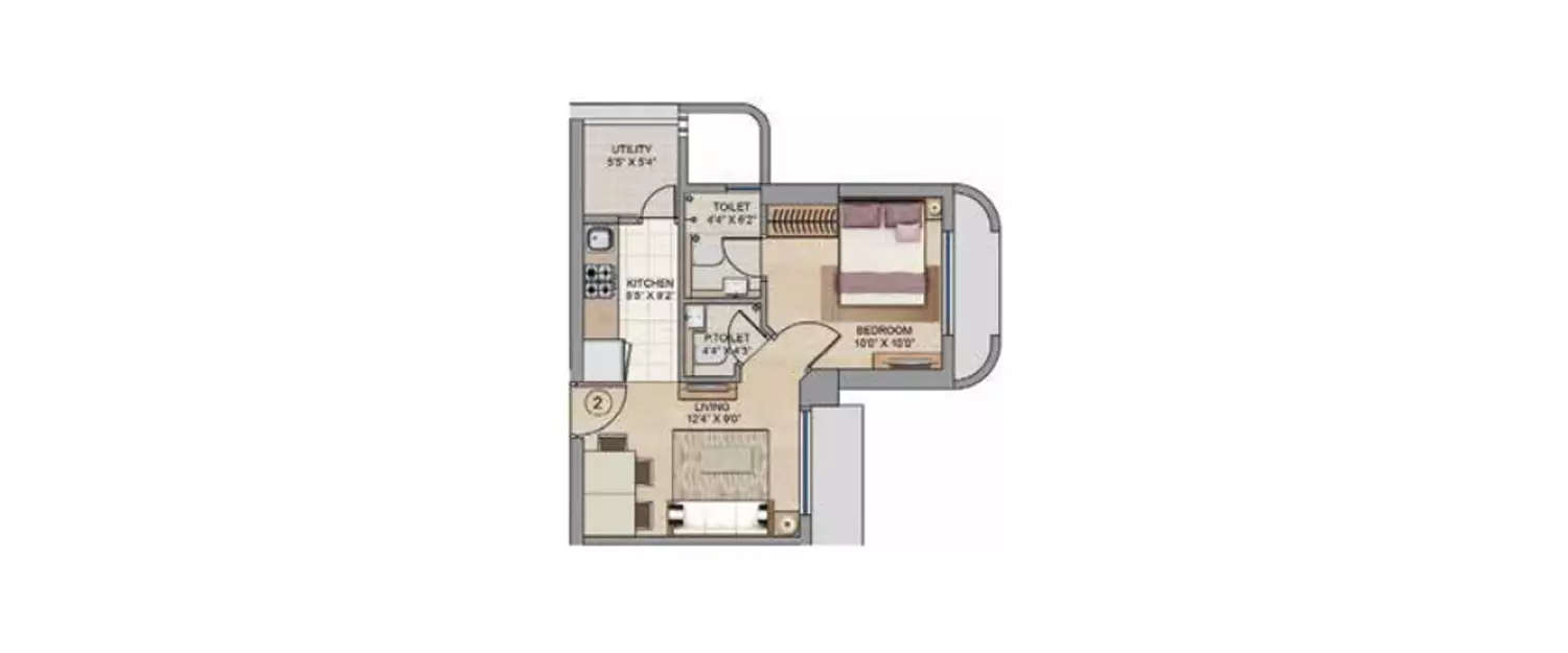 Floor plan for 1 BHK