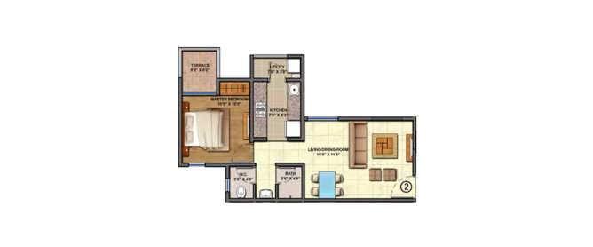 Lodha Lakeshore Greens Dombivali - Floor plan 1 BHK 470 Sq.ft