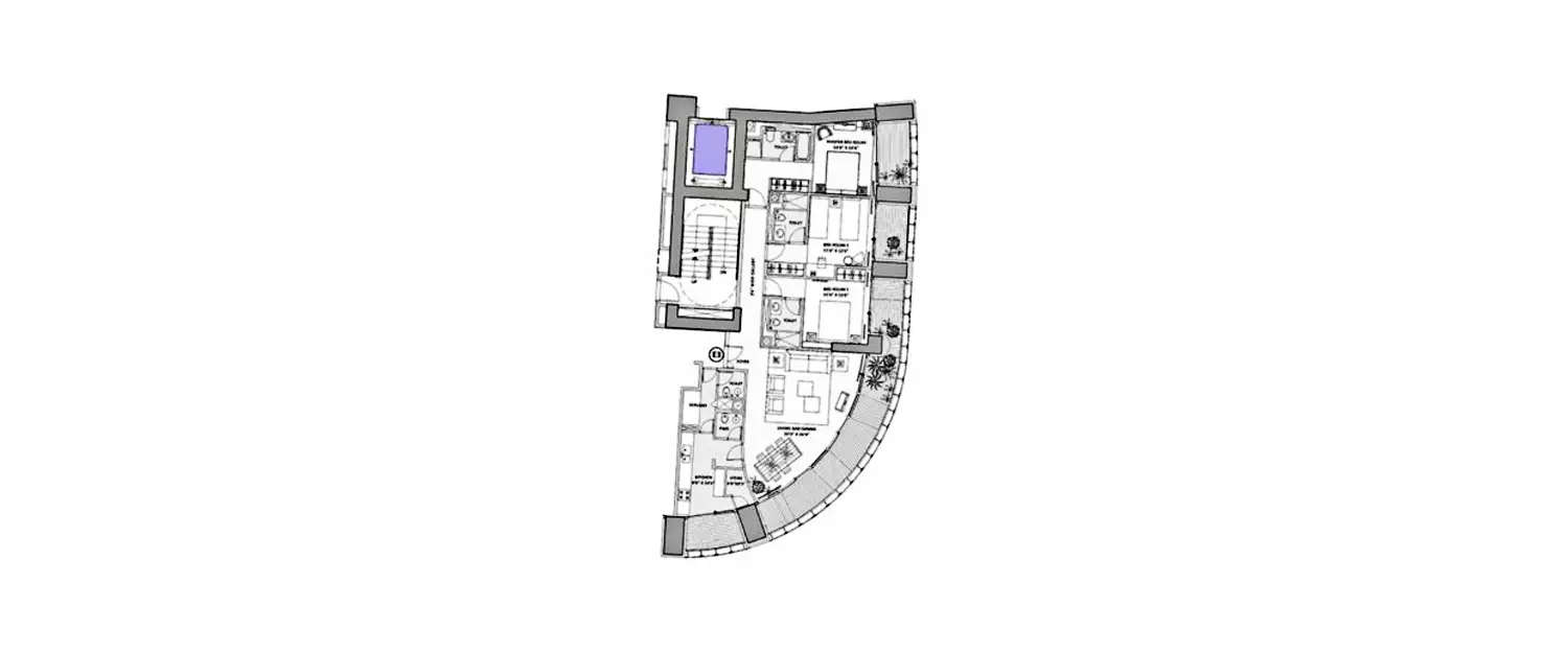 Floor plan for 3 BHK