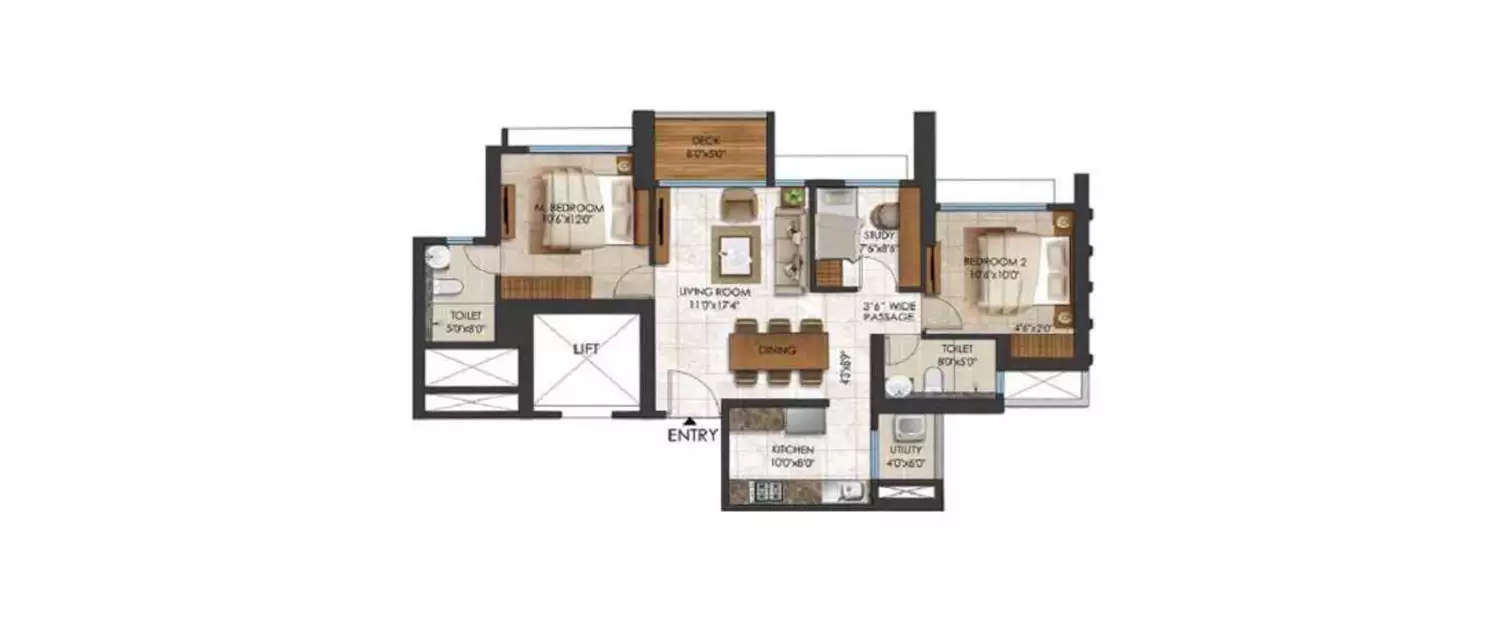 Floor plan for 2.5 BHK