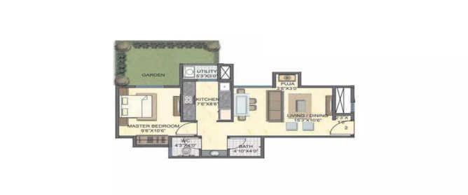 Lodha Palava Casario Gold Dombivali - Floor plan 1 BHK 693 Sq.ft